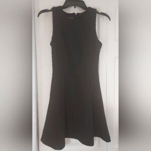 Metaphor Black Fit Flare Skater Dress XS Grunge Goth Rocker Festival Ribbed LBD
